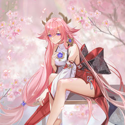 This is a pixiv picture whose title is 八重神子.