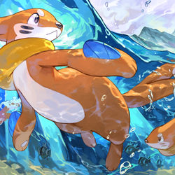 This is a pixiv picture whose title is 大きいブイゼルが見つからない！.