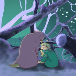 This is a pixiv picture whose title is 夜光草摘み.