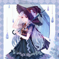 This is a pixiv picture whose title is 梅雨入り魔女(全身版).