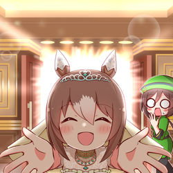 This is a pixiv picture whose title is 【ウマ娘】たづなさんより先に扉を開けて来てくれるガチャ確定演出.