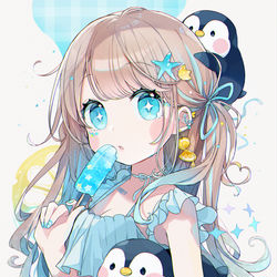 This is a pixiv picture whose title is 夏とペンちゃん.