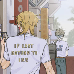 This is a pixiv picture whose title is puppy and his human.