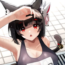 This is a pixiv picture whose title is スク水山城.