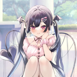 This is a pixiv picture whose title is 「こっちみて❤」.