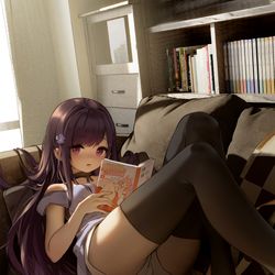 This is a pixiv picture whose title is reading.