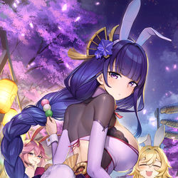 This is a pixiv picture whose title is Raiden shogun bunny.