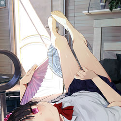This is a pixiv picture whose title is 欲しがり屋さん（風）な生足ちゃん.