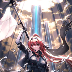 This is a pixiv picture whose title is 英雄の旗印.