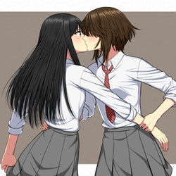 This is a pixiv picture whose title is 【創作百合】.