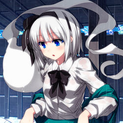 This is a pixiv picture whose title is 雨宿り妖夢ちゃん！.