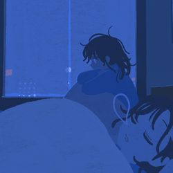 This is a pixiv picture whose title is ねむくない.