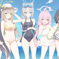 This is a pixiv picture whose title is 覆面水着団.