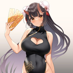 This is a pixiv picture whose title is チャイナの鬼娘.