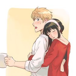 This is a pixiv picture whose title is Loid/Drunk Yor.