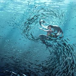 This is a pixiv picture whose title is 人魚の歌.