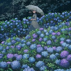 This is a pixiv picture whose title is 紫陽花＠画集クラファンよろしくお願いします.