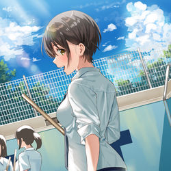 This is a pixiv picture whose title is 隣のクラスの女子とプール掃除のペアになった件.