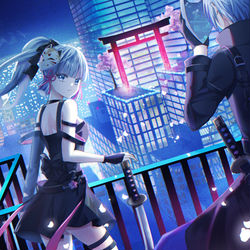 This is a pixiv picture whose title is サイバーパンク神里家.