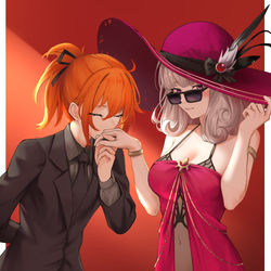 This is a pixiv picture whose title is hand kiss.