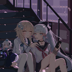 This is a pixiv picture whose title is 画了荧和绫华.