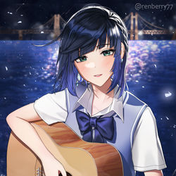 This is a pixiv picture whose title is Busking of Yelan.