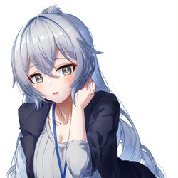 This is a pixiv picture whose title is 「ブローニャ先輩と残業します ♥～」.
