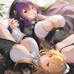 This is a pixiv picture whose title is 💛💜⛪.