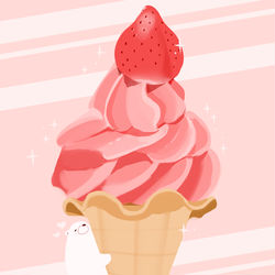 This is a pixiv picture whose title is いちごソフト.