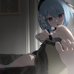 This is a pixiv picture whose title is 摸了小画家格蕾修 用脚画的都比我好555.