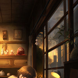 This is a pixiv picture whose title is 雨音ラジオ.