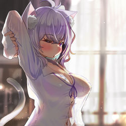 This is a pixiv picture whose title is 猫又おかゆ 朝のひと時.