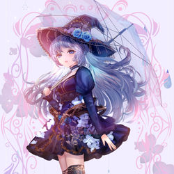This is a pixiv picture whose title is 雨の日の魔女(全身版).