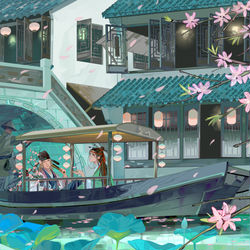 This is a pixiv picture whose title is 水都百景録.