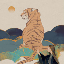 This is a pixiv picture whose title is 山月記.