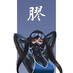 This is a pixiv picture whose title is Latex Life - Swimsuit girl.