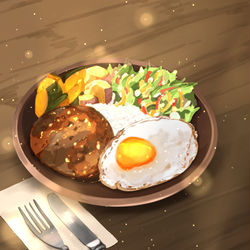 This is a pixiv picture whose title is 【書籍】藤丸物産のごはん話2　麗しのロコモコ.