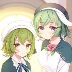 This is a pixiv picture whose title is 緑髪親子.