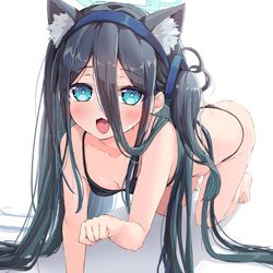 This is a pixiv picture whose title is 猫耳黒ビキニアリス.