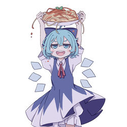 This is a pixiv picture whose title is パスタを運ぶチルノ.