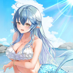 This is a pixiv picture whose title is 打ち上げられたマーメイドラミィちゃん.