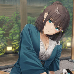 This is a pixiv picture whose title is 足湯あづちゃん.