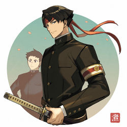 This is a pixiv picture whose title is 大逆転裁判.
