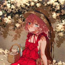 This is a pixiv picture whose title is red.