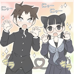 This is a pixiv picture whose title is ねこねこする美術部がーる.