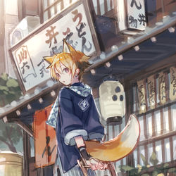 This is a pixiv picture whose title is 狐とタヌキ.