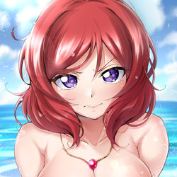 This is a pixiv picture whose title is 【skeb】「手ブラ真姫ちゃん」.