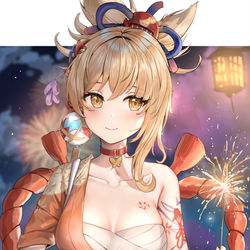 This is a pixiv picture whose title is Firework night with Yoimiya!.