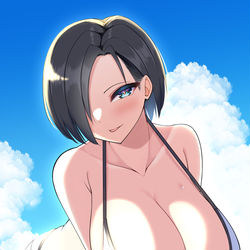 This is a pixiv picture whose title is 爆乳JKの水着姿.