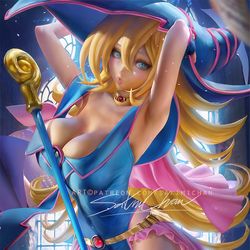 This is a pixiv picture whose title is ダークマジシャンガール Mommy Dark Magician.